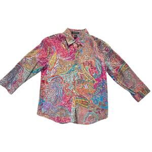 Lauren Ralph Lauren Womens L Paisley Print Shirt Button Up Multicolor Top